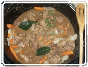 Beef in Stout with Dumplings Recipe Prior to Boiling