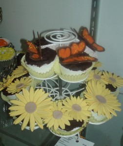 Butterfly and Flower Cupcake Arrangement