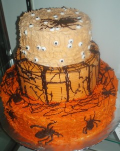 Halloween Cake with Spiders