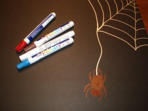 Spider and web drawn on Elmers Foam Poster Board with Painters Markers