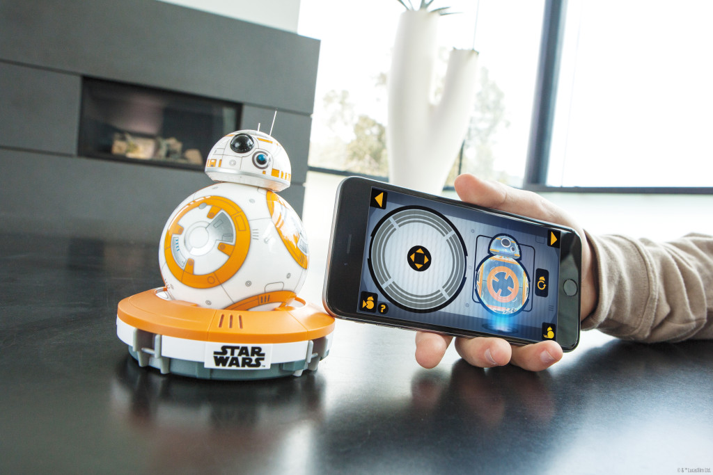 Star Wars BB-8..Licensee: Sphero.MSRP: $149.99.Available: September 4. .Meet BB-8, the app-enabled Droid by Sphero. This Droid?s personality begins to shine the second it wakes up. BB-8 is playful, personable, and true to the Star Wars galaxy. Based on your interactions, BB-8 will show a range of expressions and perk up when you give voice commands. Watch your Droid explore autonomously, guide BB-8 yourself with the companion app, or create and view holographic recordings. BB-8 is more than a toy ? it?s your companion..