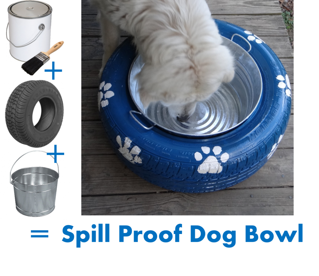 Spill Proof Dog Bowl Recycled Tire DIY! #OldTiresTurnNew