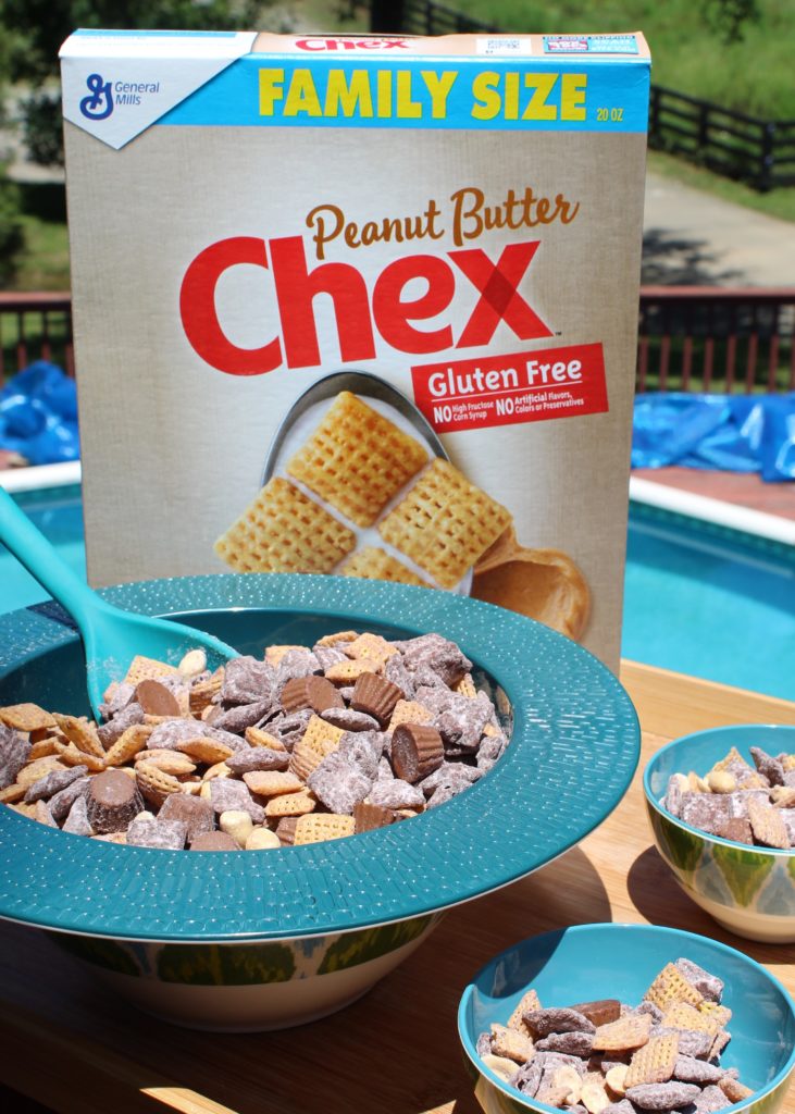 Poolside with Peanut Butter Chex and Loaded Peanut Butter Chex Party Mix